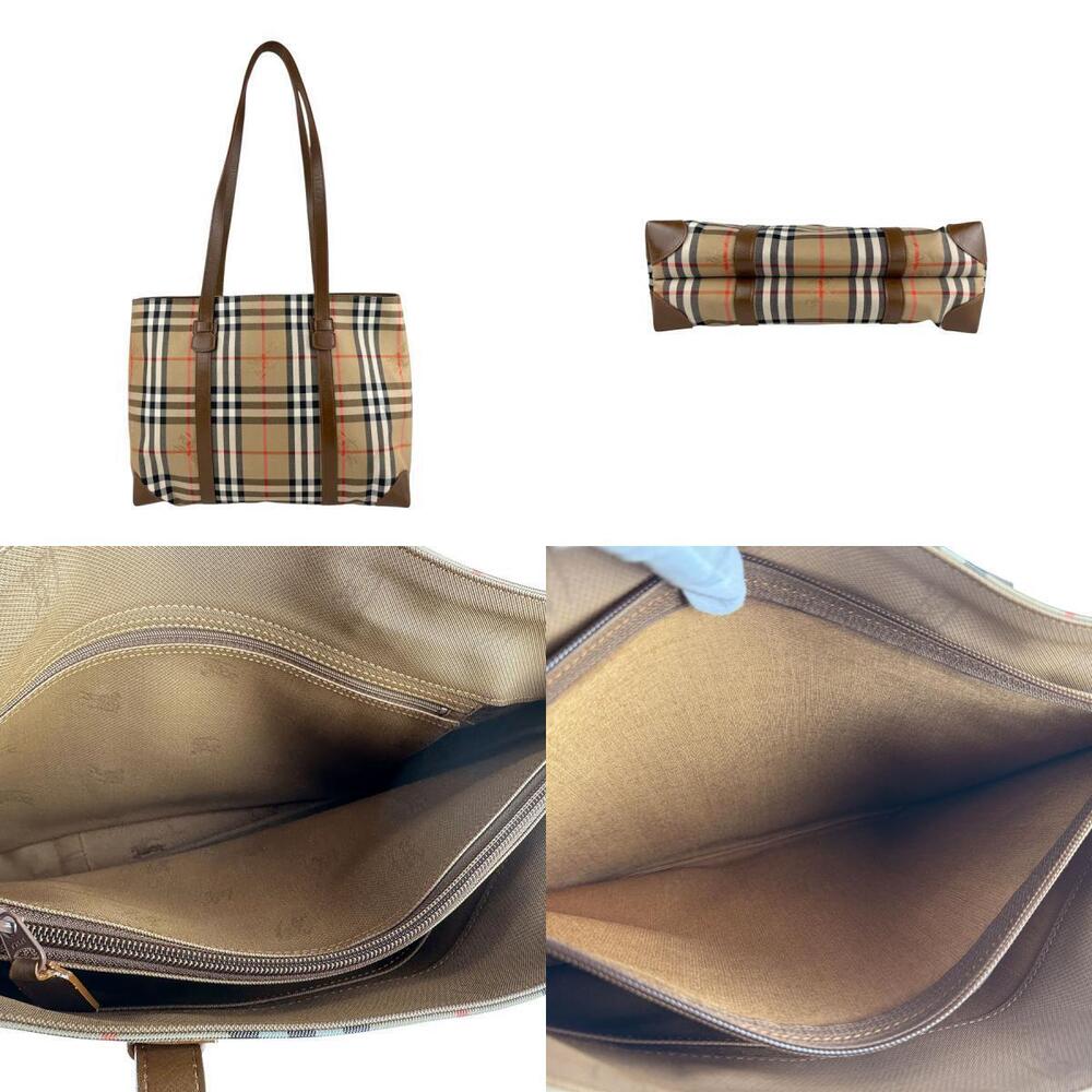 Burberry Tote Bag Beige Tan Canvas Leather - Picture 3 of 4